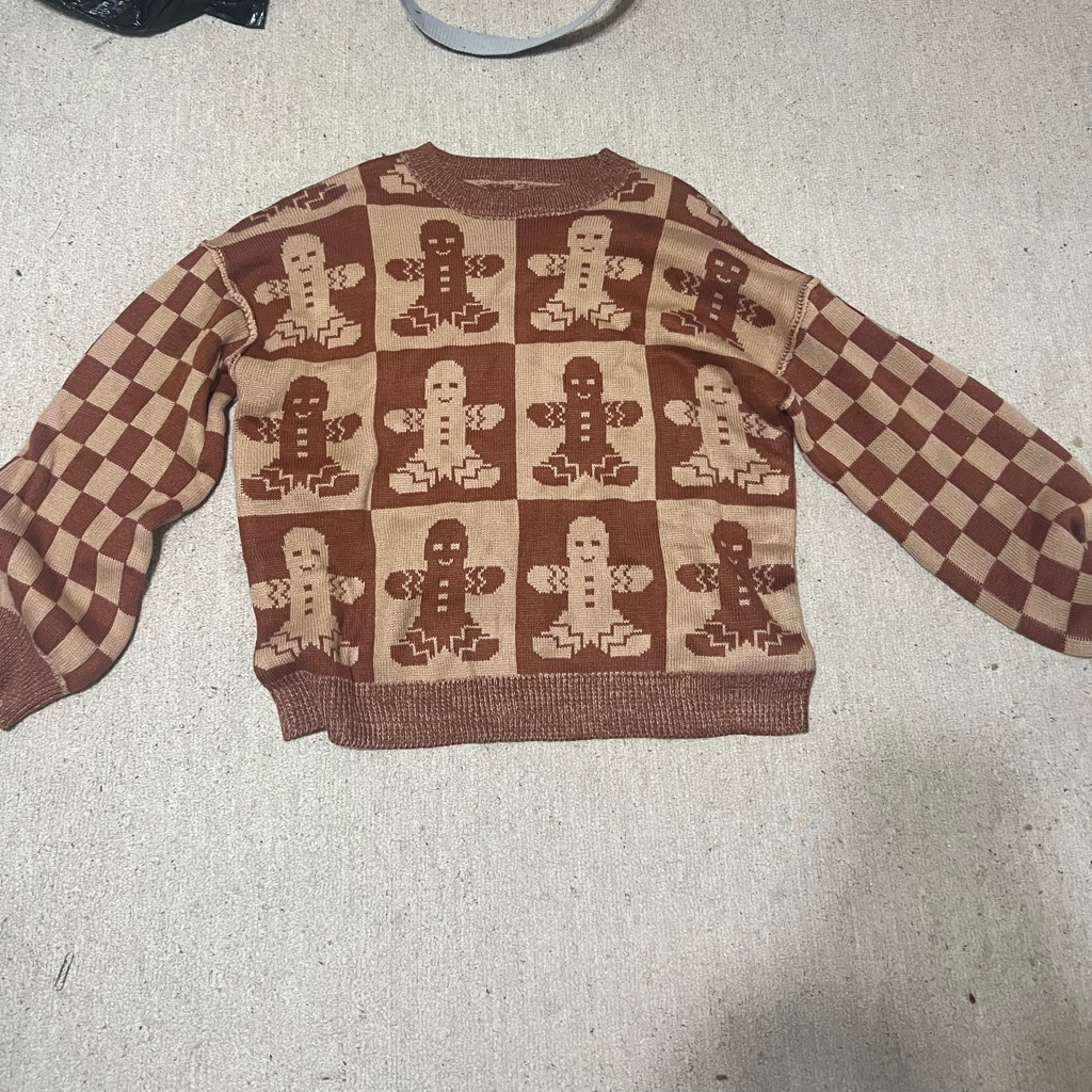 Brown And Tan Patterned Holiday Sweater